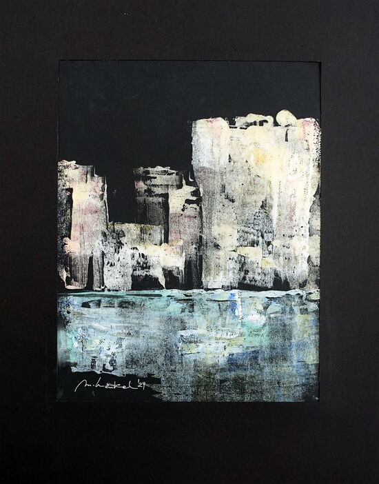 Druckgrafik - o.T. Monotypie auf schwarzen Karton - Öldruckfarben, 30 x 40 cm